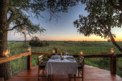 terrasse du Camp Okavango, delta de l'Okavango, Botswana