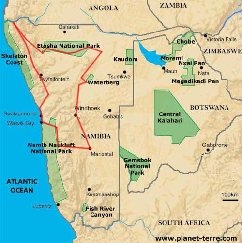 Camping In Namibia Map From Namib To Kaokoland In Camping - Tourmaline Safaris