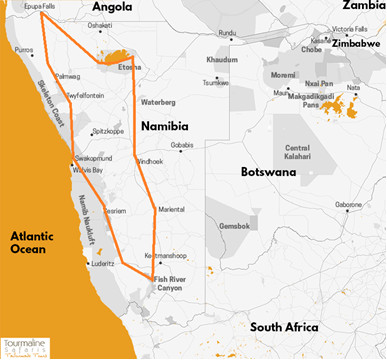 itinéraire Grand tour en camping en Namibie